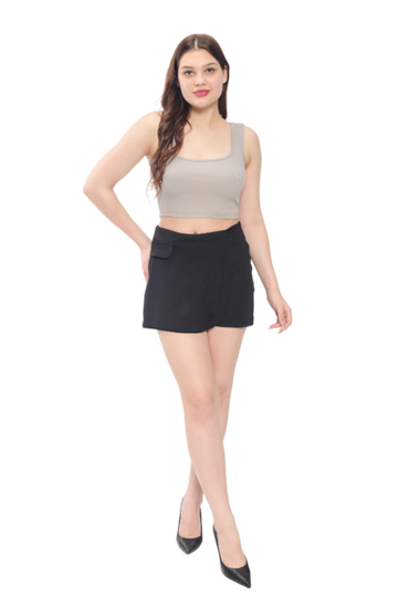 Women’s Mini Skirt with Front Slit – Stretchable Bodycon