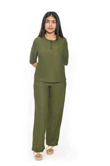Green Co-Ord Set for Women Casual Top and Pants