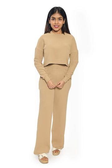 Beige Co-Ord Set for Women | Stylish Top and Pants Set