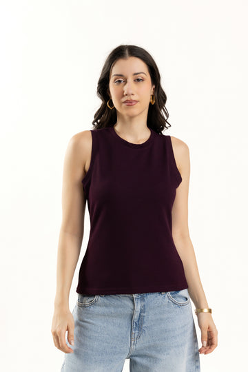 Wine Tank Top for Women Sleeveless Round Neck Casual