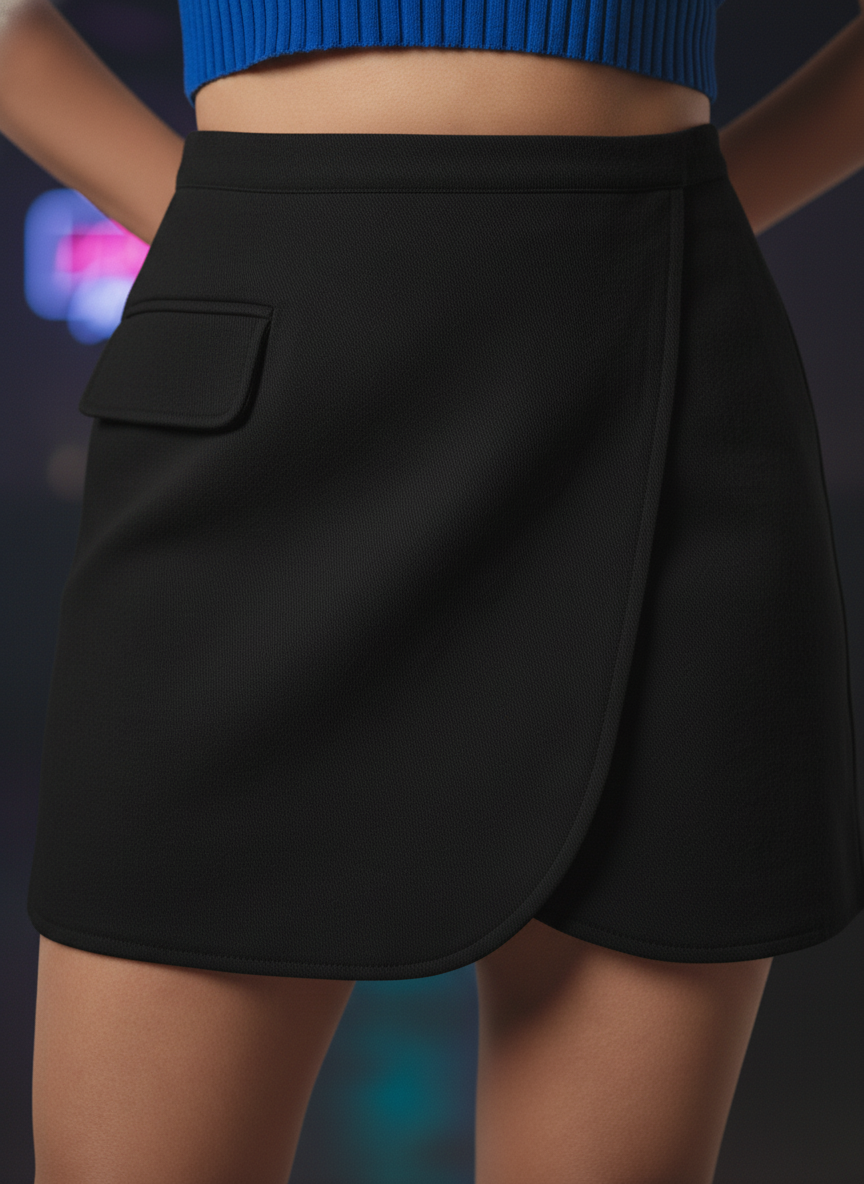 Women’s Mini Skirt with Front Slit – Stretchable Bodycon