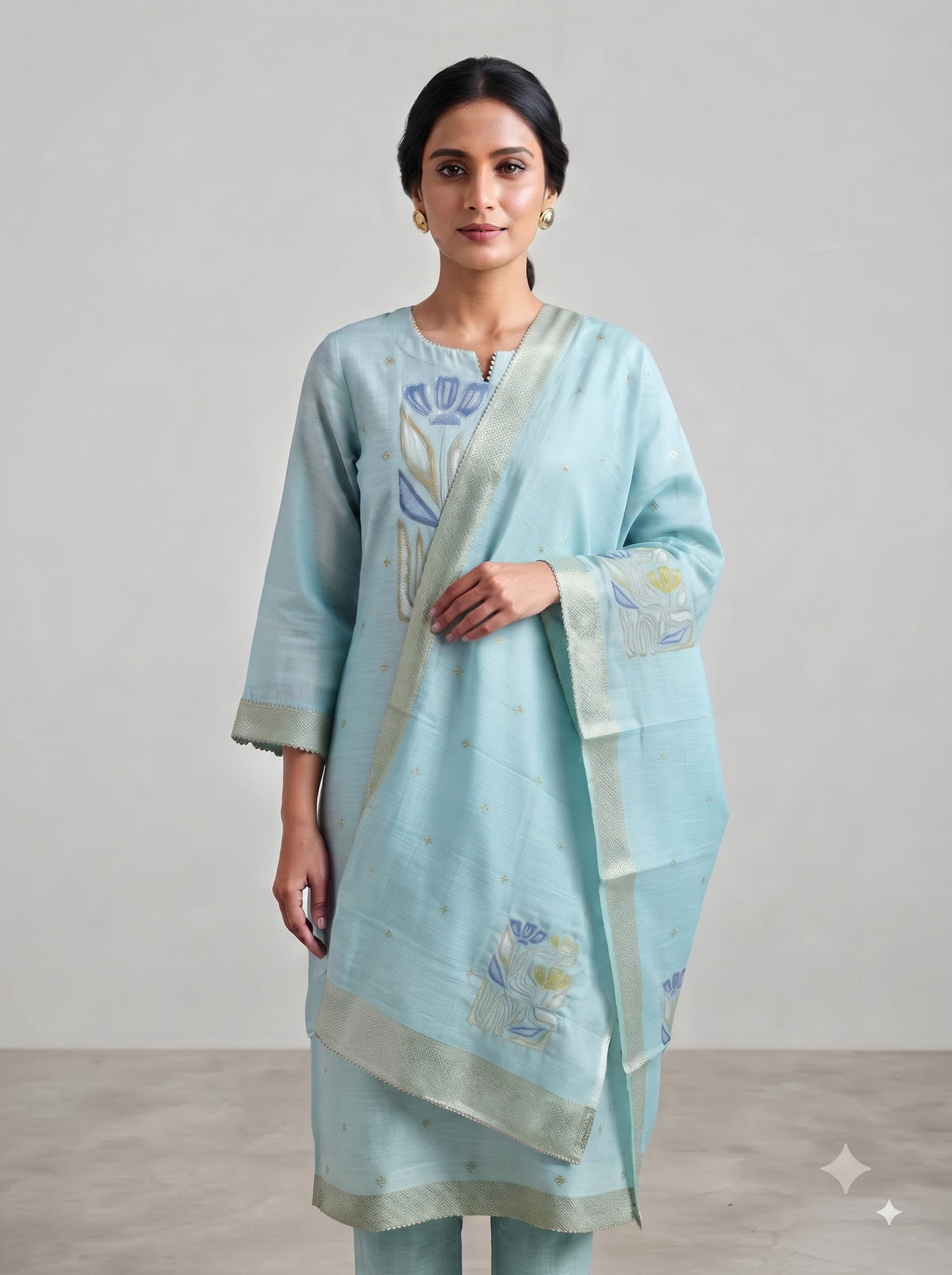Pure Viscose Kurta & Dupatta Set with Jacquard Zari Work