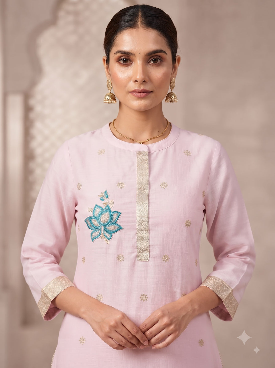 Premium Jacquard Kurta & Dupatta Set with Floral Zari Work