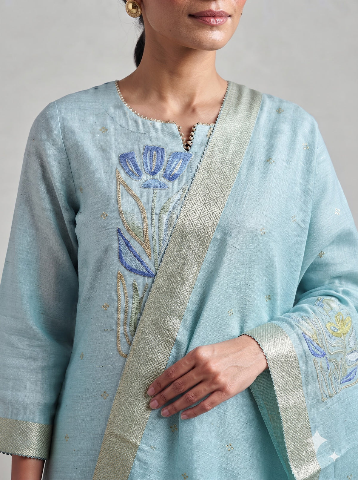Pure Viscose Kurta & Dupatta Set with Jacquard Zari Work