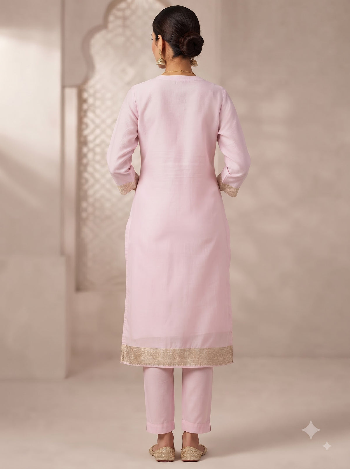 Premium Jacquard Kurta & Dupatta Set with Floral Zari Work