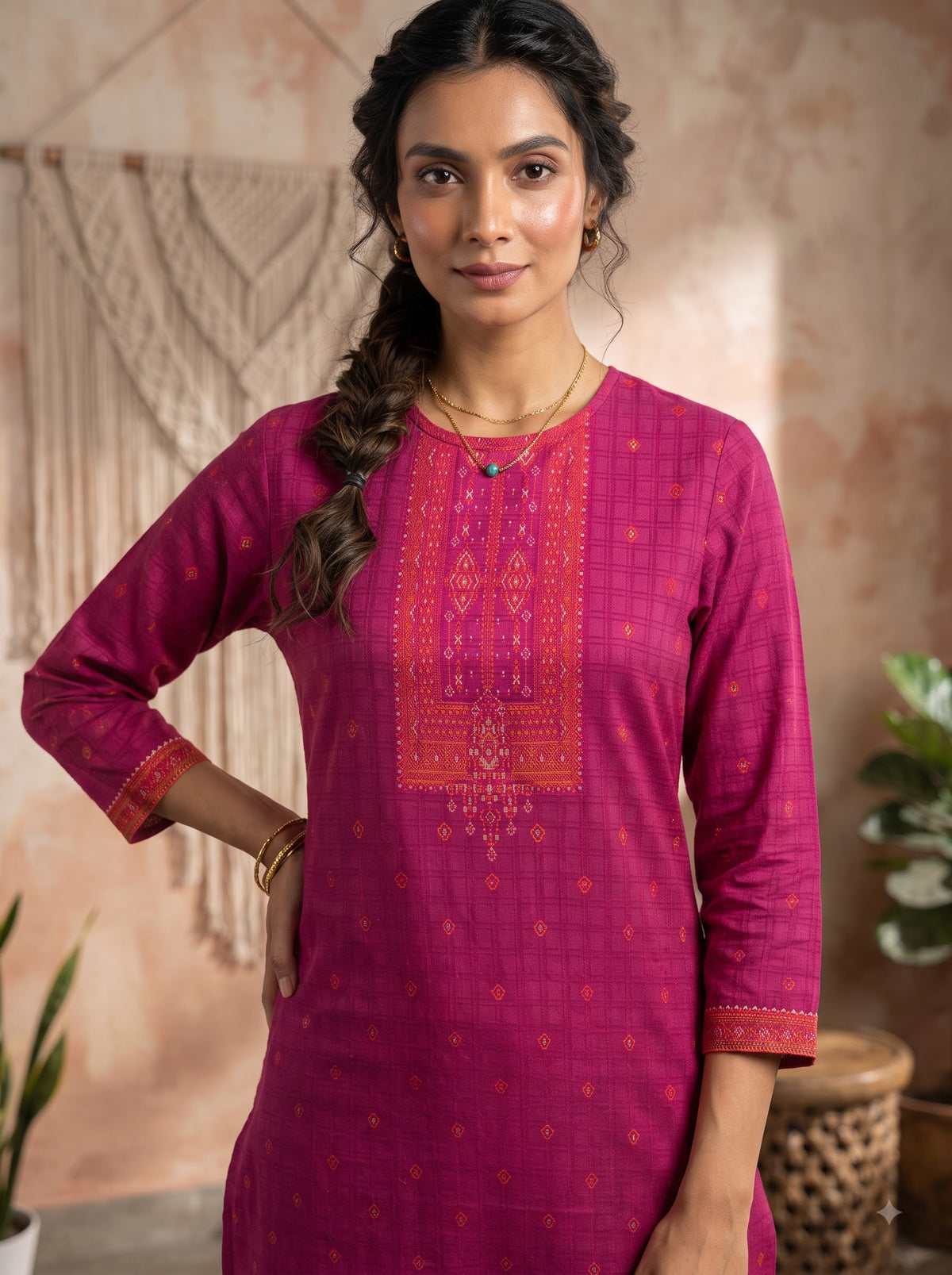 Cotton Jacquard Kurta with Bottom Set
