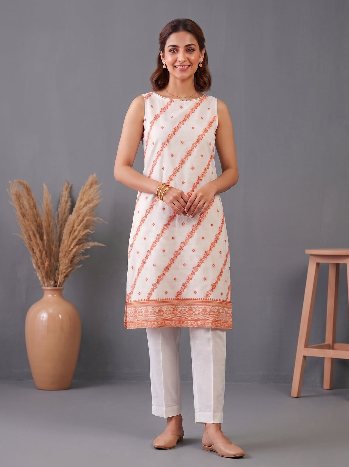 Cotton Jacquard Kurta & Pant Co-Ord Set
