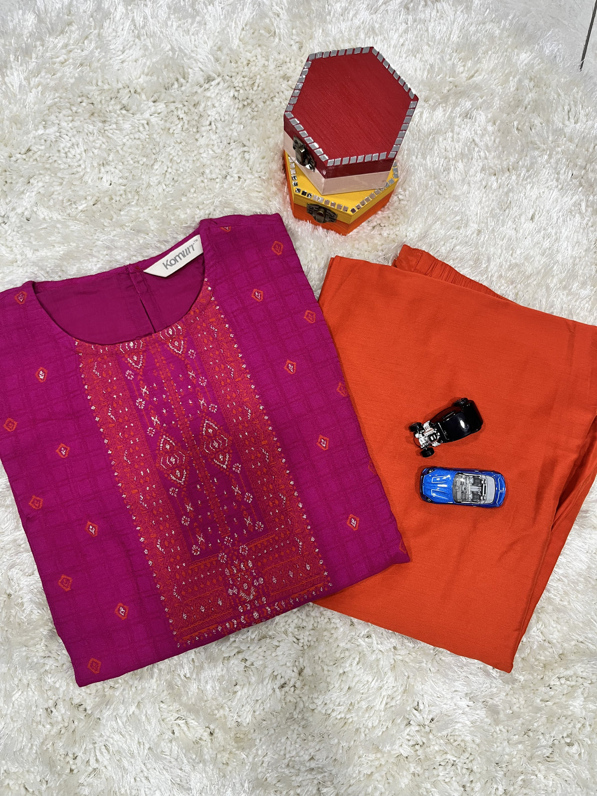 Cotton Jacquard Kurta with Bottom Set