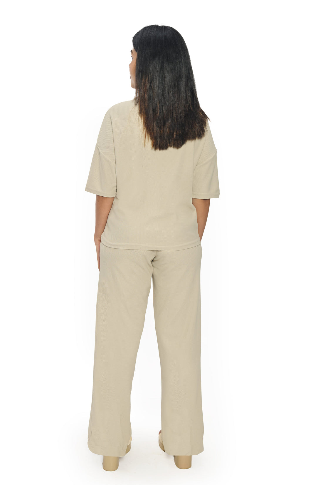 Beige Co-Ord Set for Women Casual Top and Pants