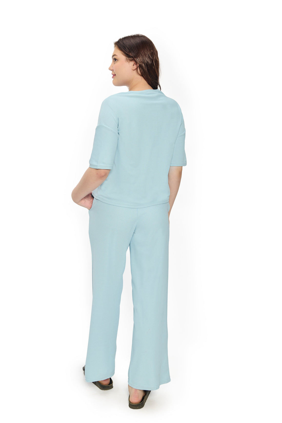 Sky Blue Co-Ord Set for Women Casual Top and Pants