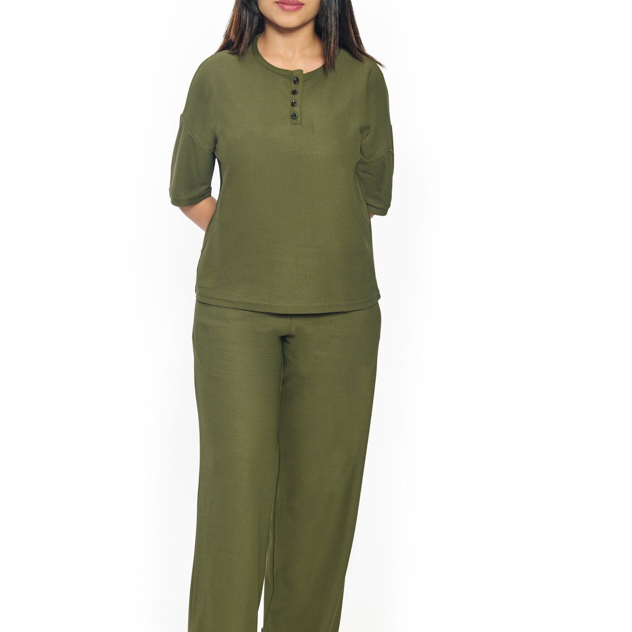 Green Co-Ord Set for Women Casual Top and Pants