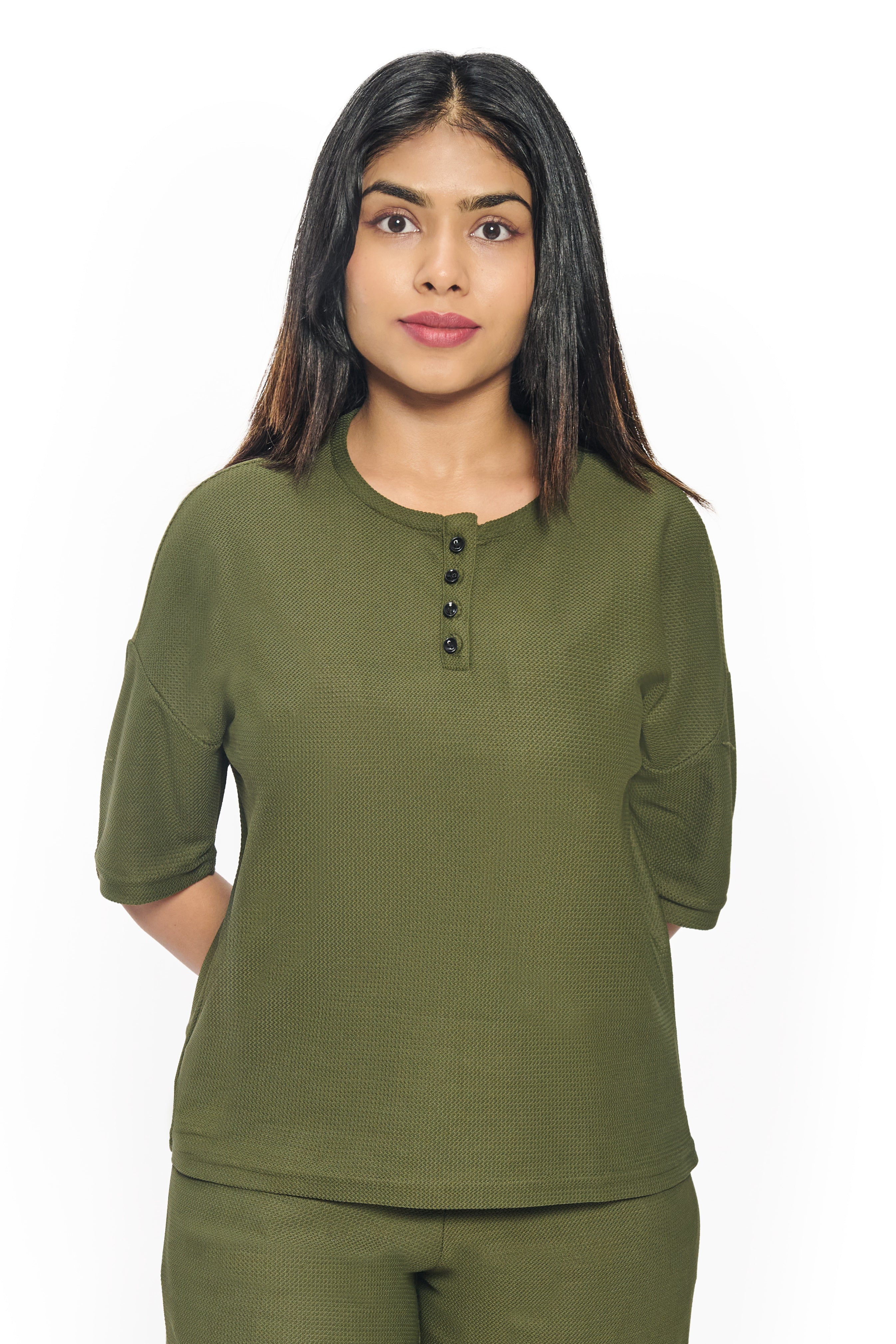 Green Co-Ord Set for Women Casual Top and Pants
