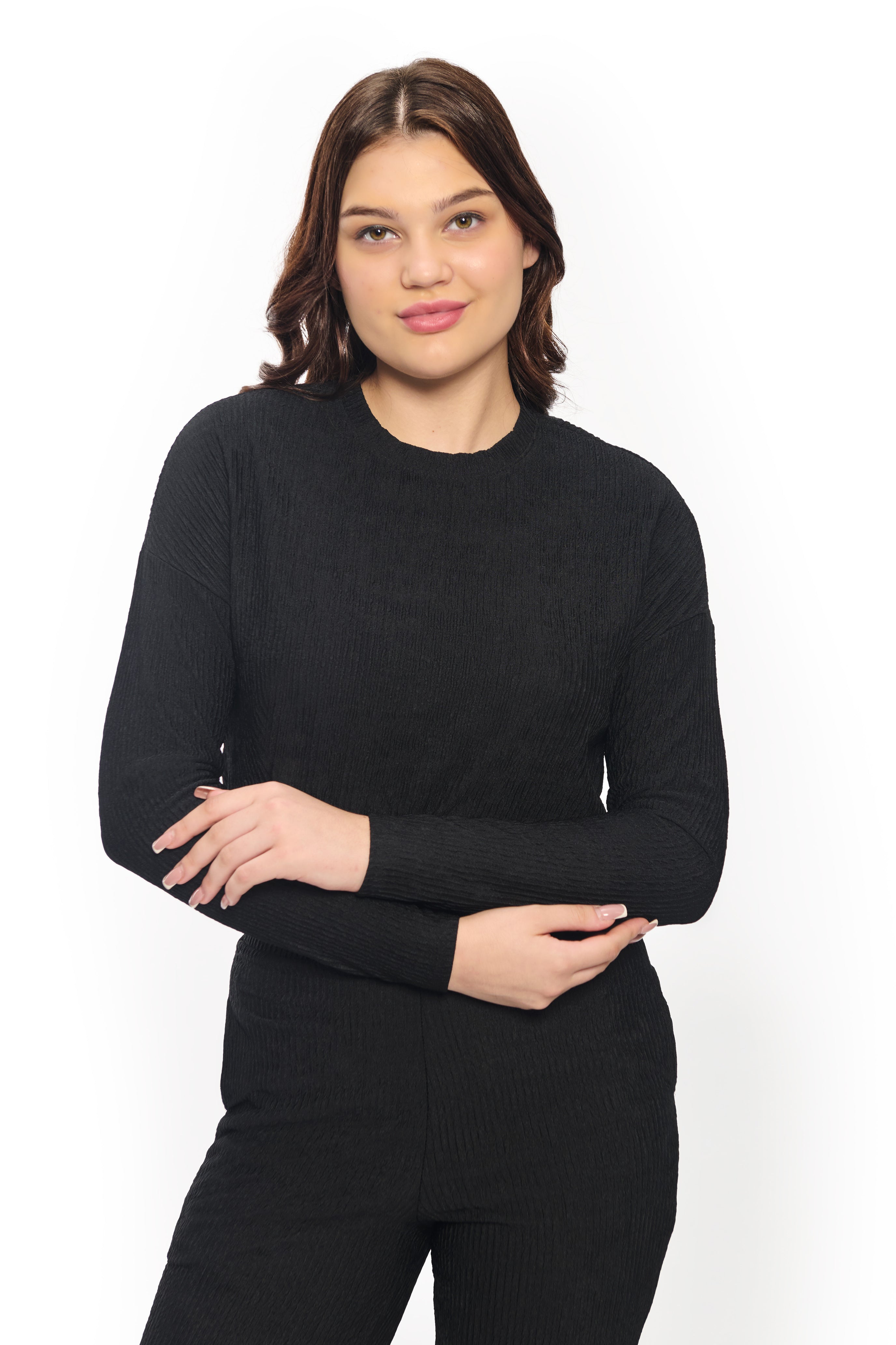 Black Co-Ord Set for Women Stylish Crop Top and Pants