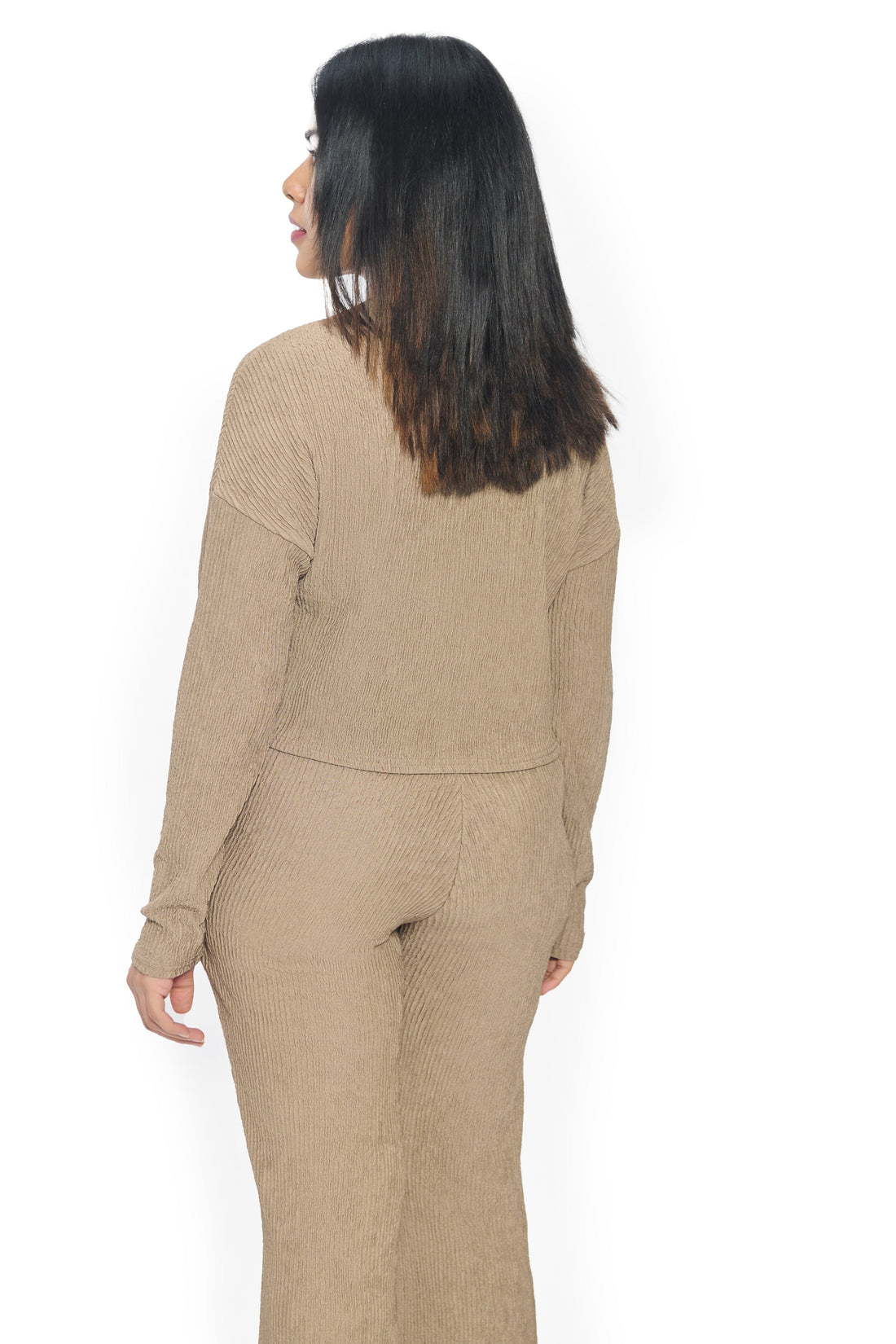 Brown Co-Ord Set for Women Stylish Crop Top and Pants