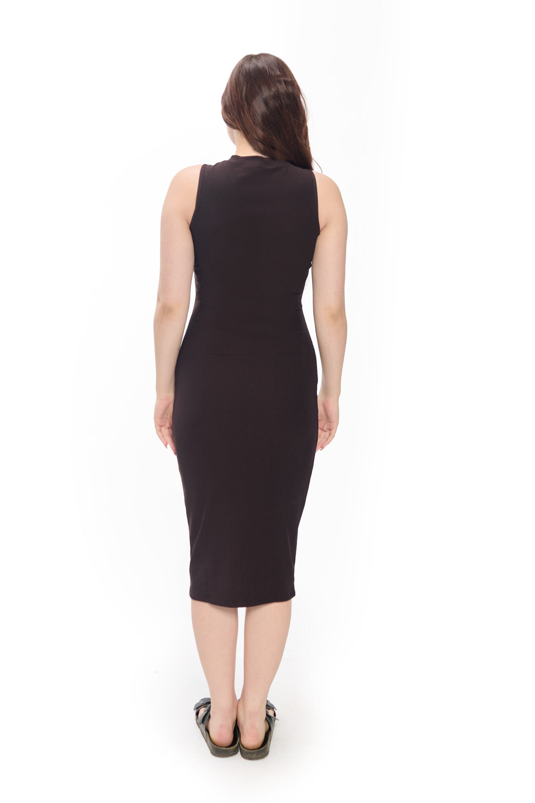 Bronze Sleeveless Bodycon Midi Dress For Women