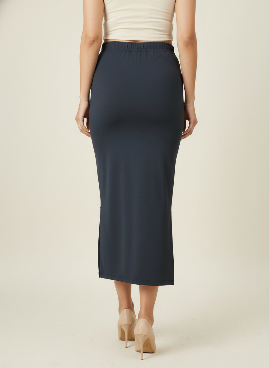 Dark Grey Poly Spandex Saree Shapewear Petticoat for Women | Slim Body Shaper