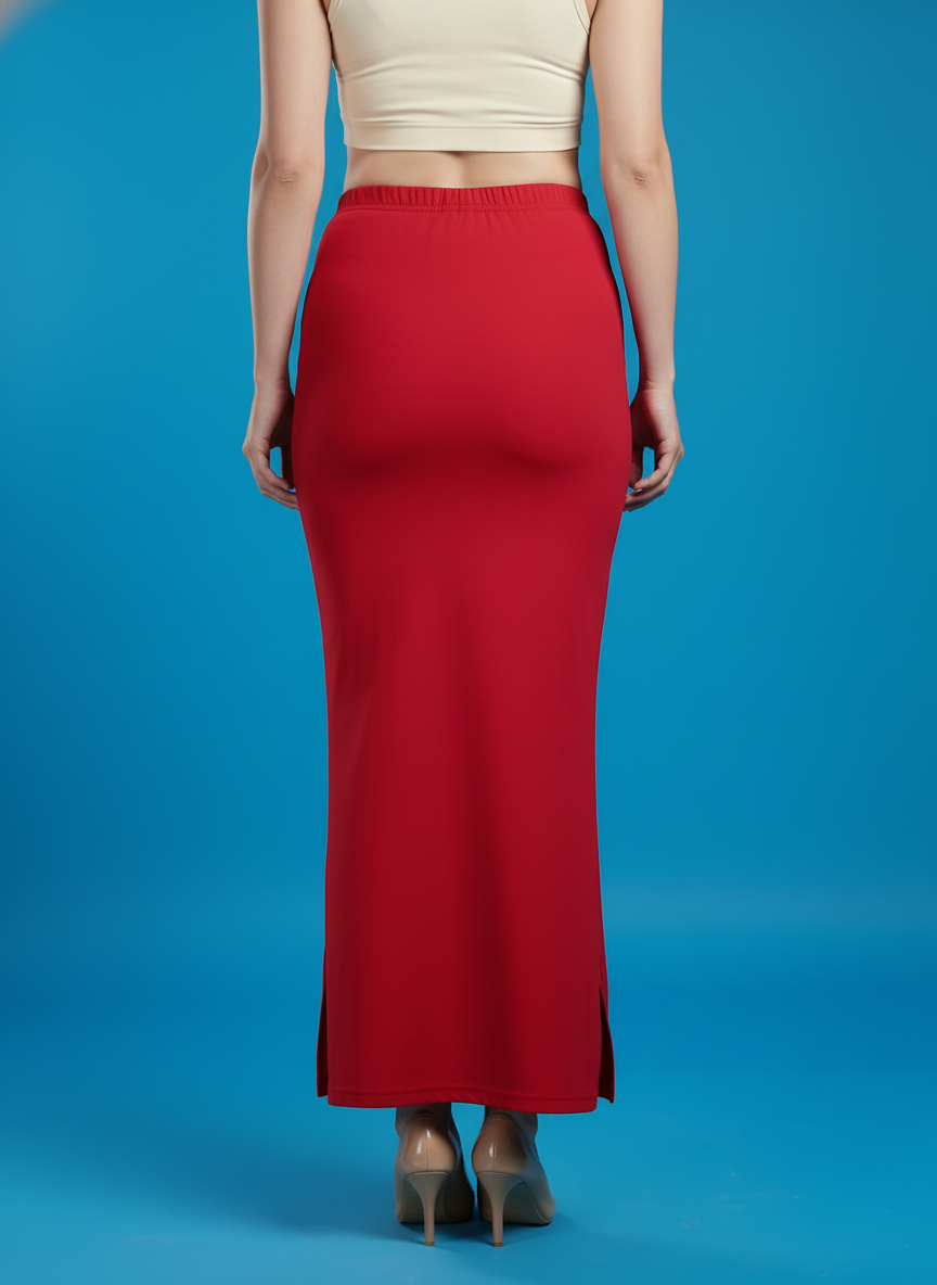 Red Poly Spandex Saree Shapewear Petticoat for Women | Slim Body Shaper