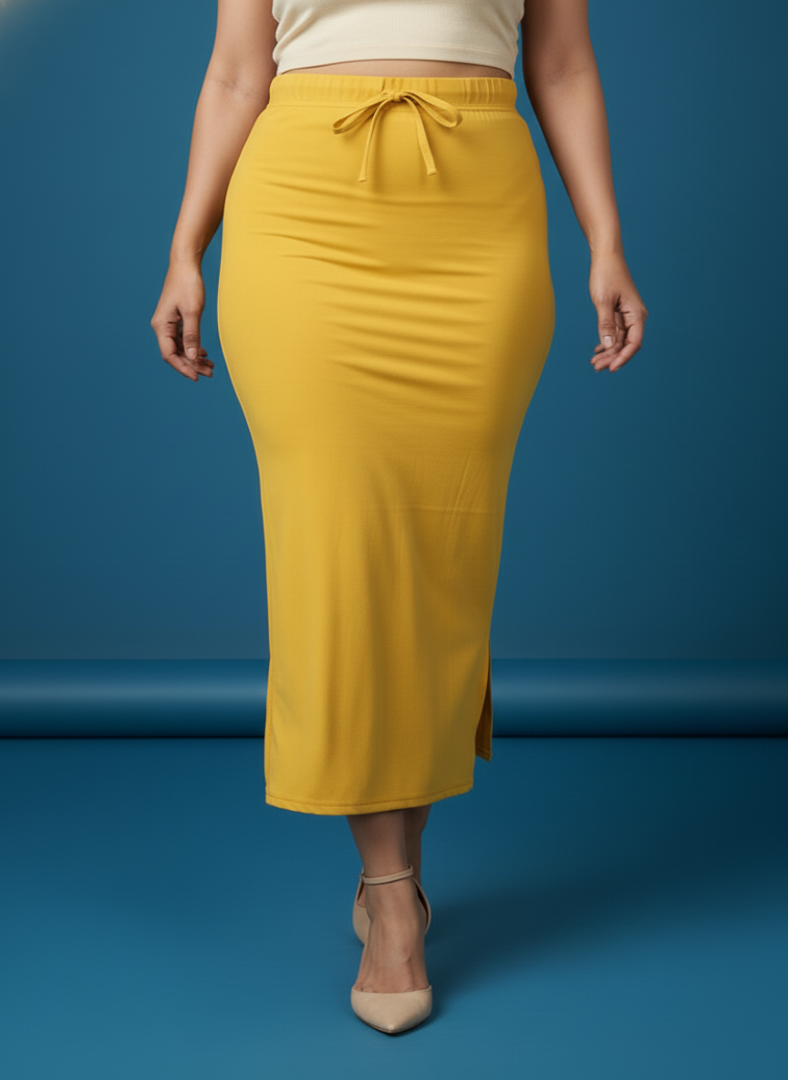 Yellow Poly Spandex Saree Shapewear Petticoat for Women | Slim Body Shaper
