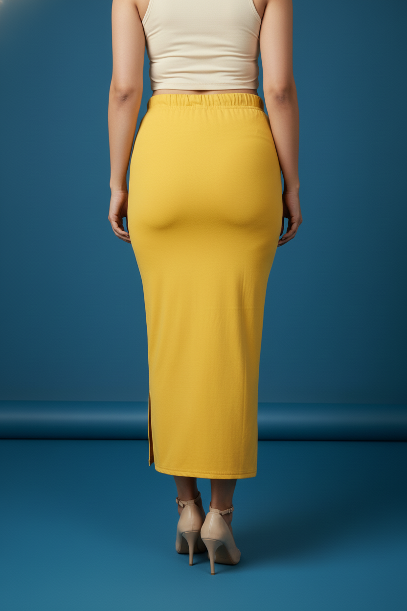 Yellow Poly Spandex Saree Shapewear Petticoat for Women | Slim Body Shaper