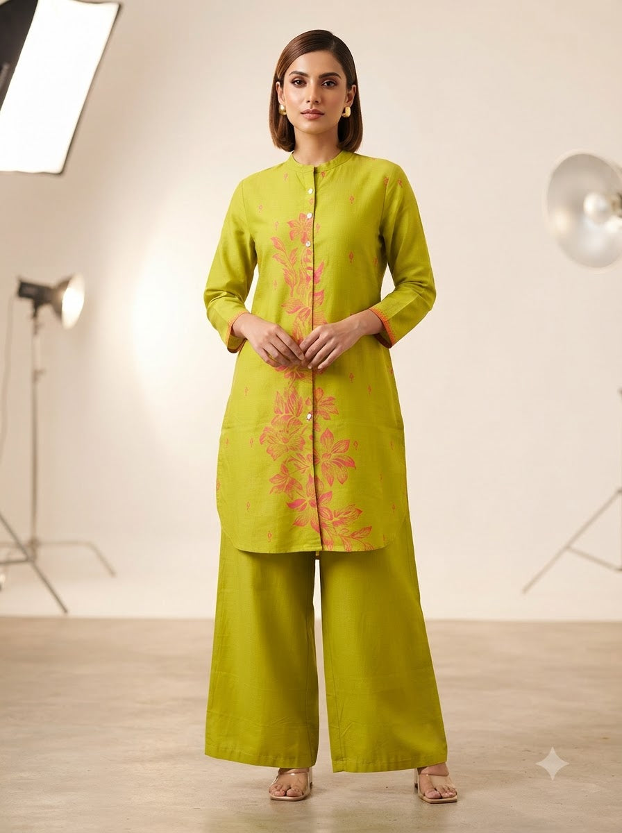Cotton Jacquard Kurta & Palazzo Co-ord Set