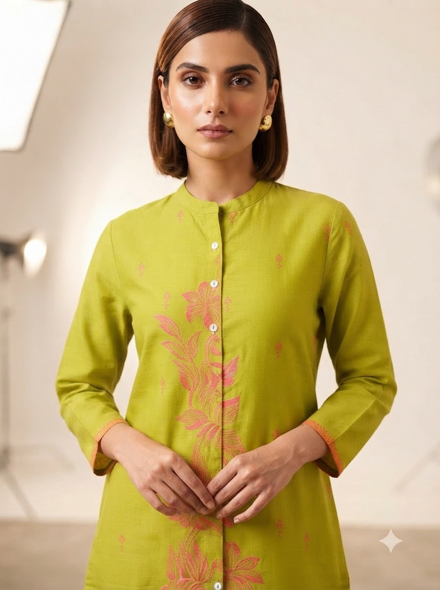Cotton Jacquard Kurta & Palazzo Co-ord Set