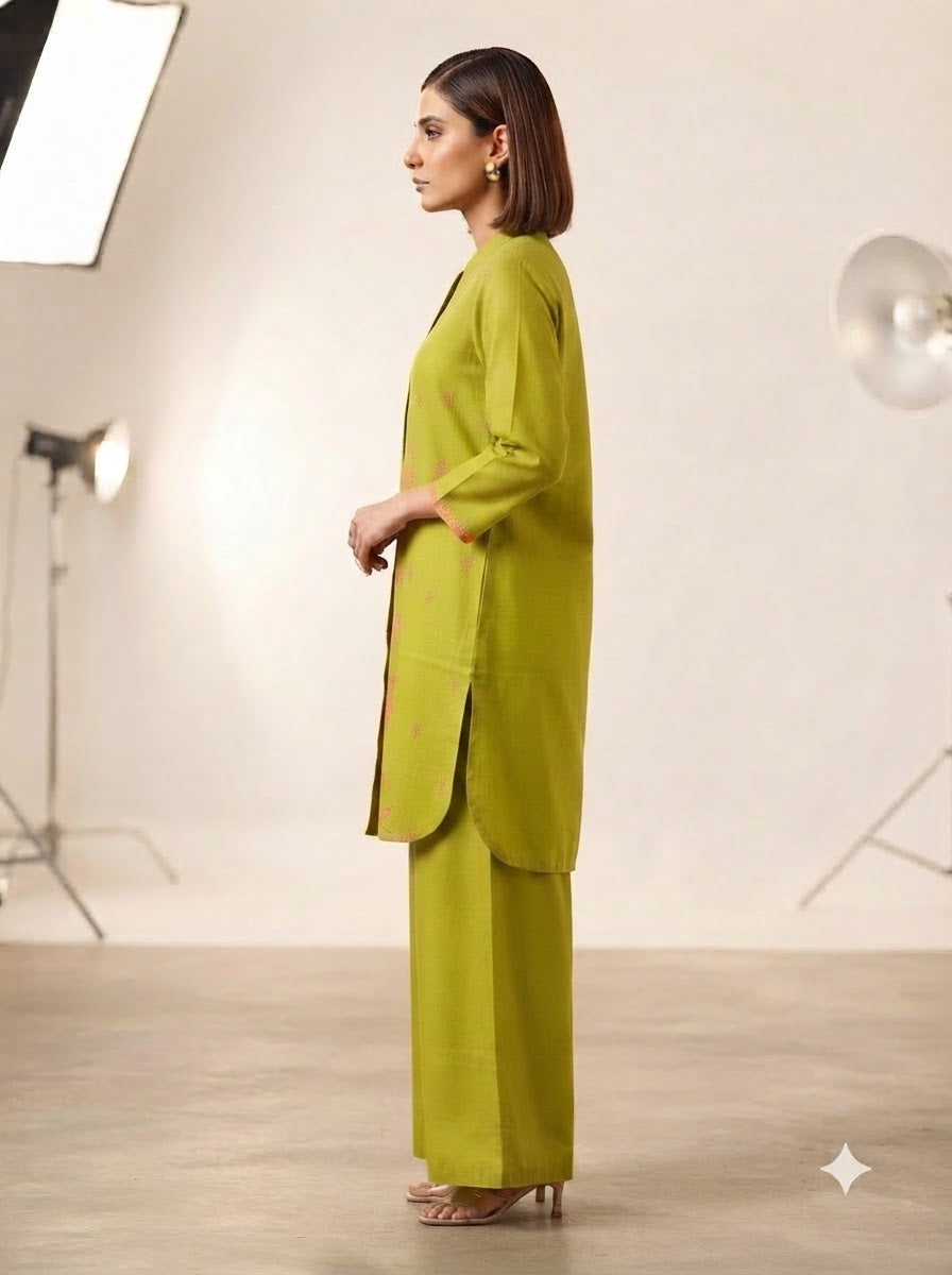 Cotton Jacquard Kurta & Palazzo Co-ord Set
