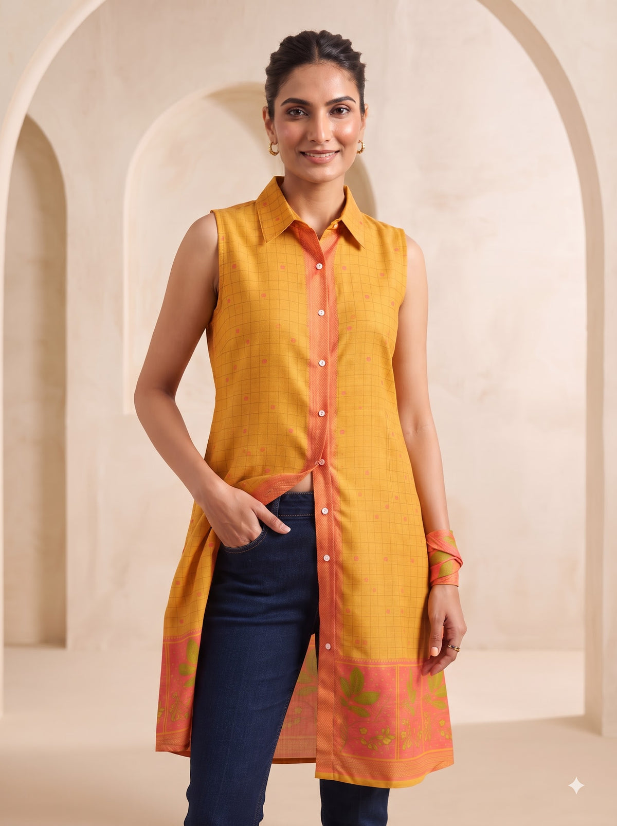 Jacquard Knee Length Kurta