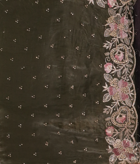 Mehndi Green Fancy Embroidered Saree with Border – Elegant Traditional Wear