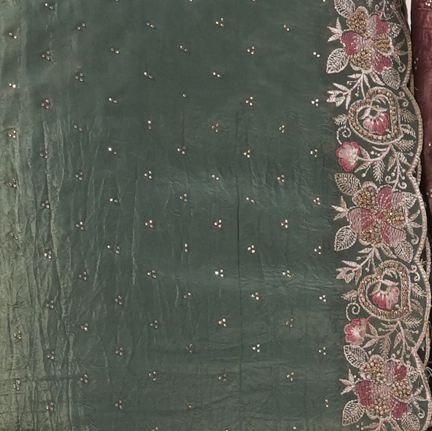 Teal Green Fancy Embroidered Saree with Border – Elegant Traditional Wear