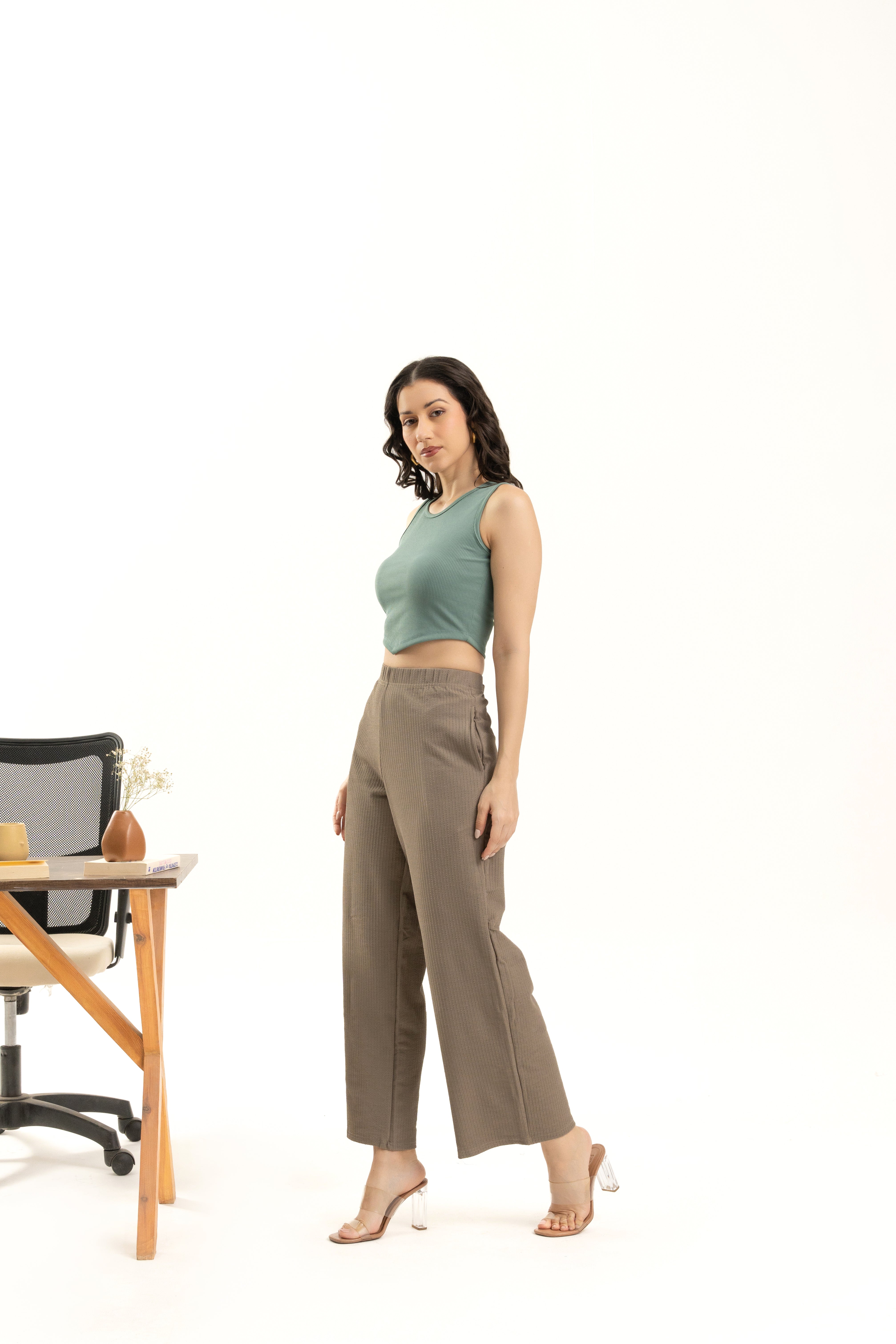 womens Ribbed Turquoise Sleeveless Crop Top