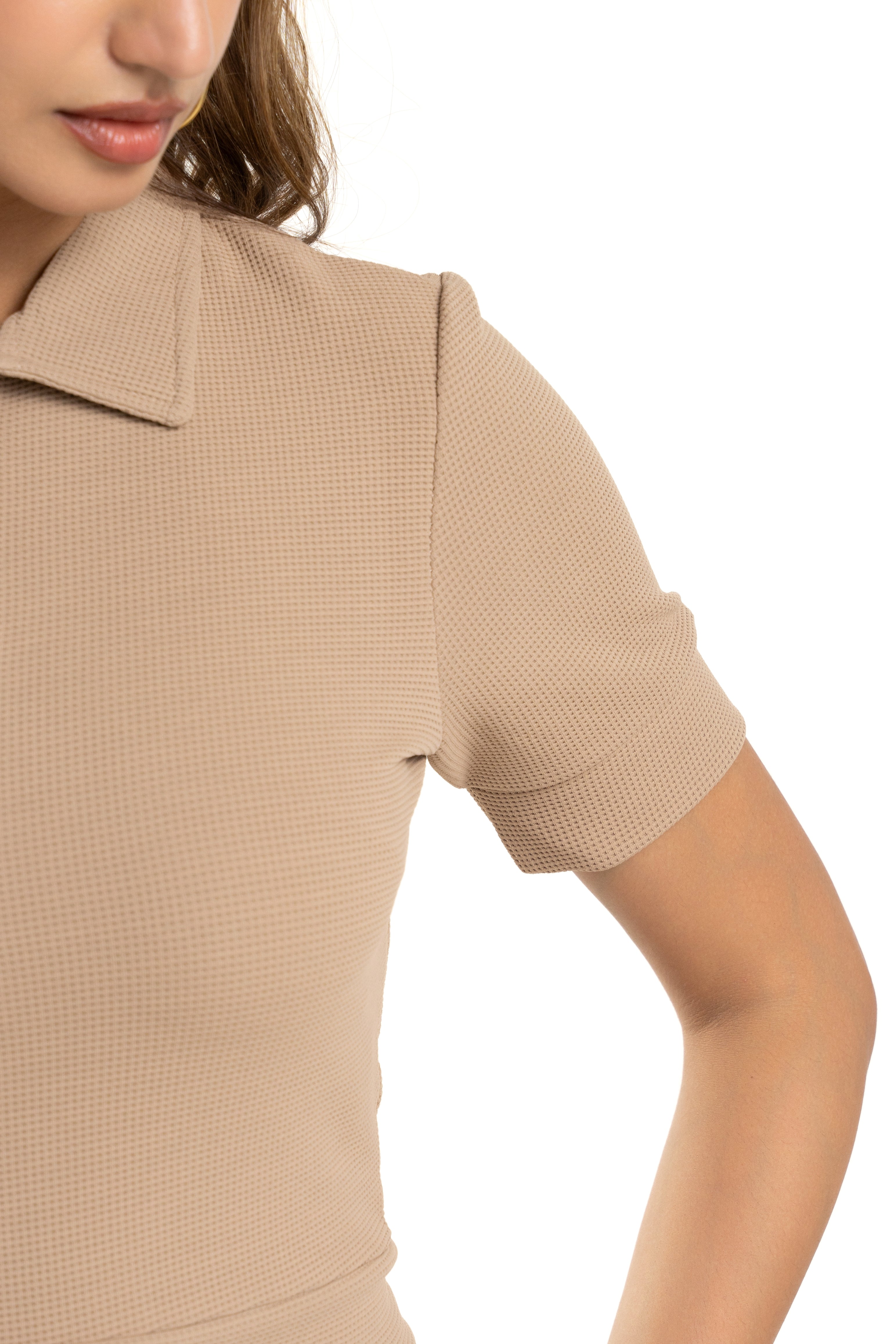 Beige Collared Top for Women Stylish Summer Wear