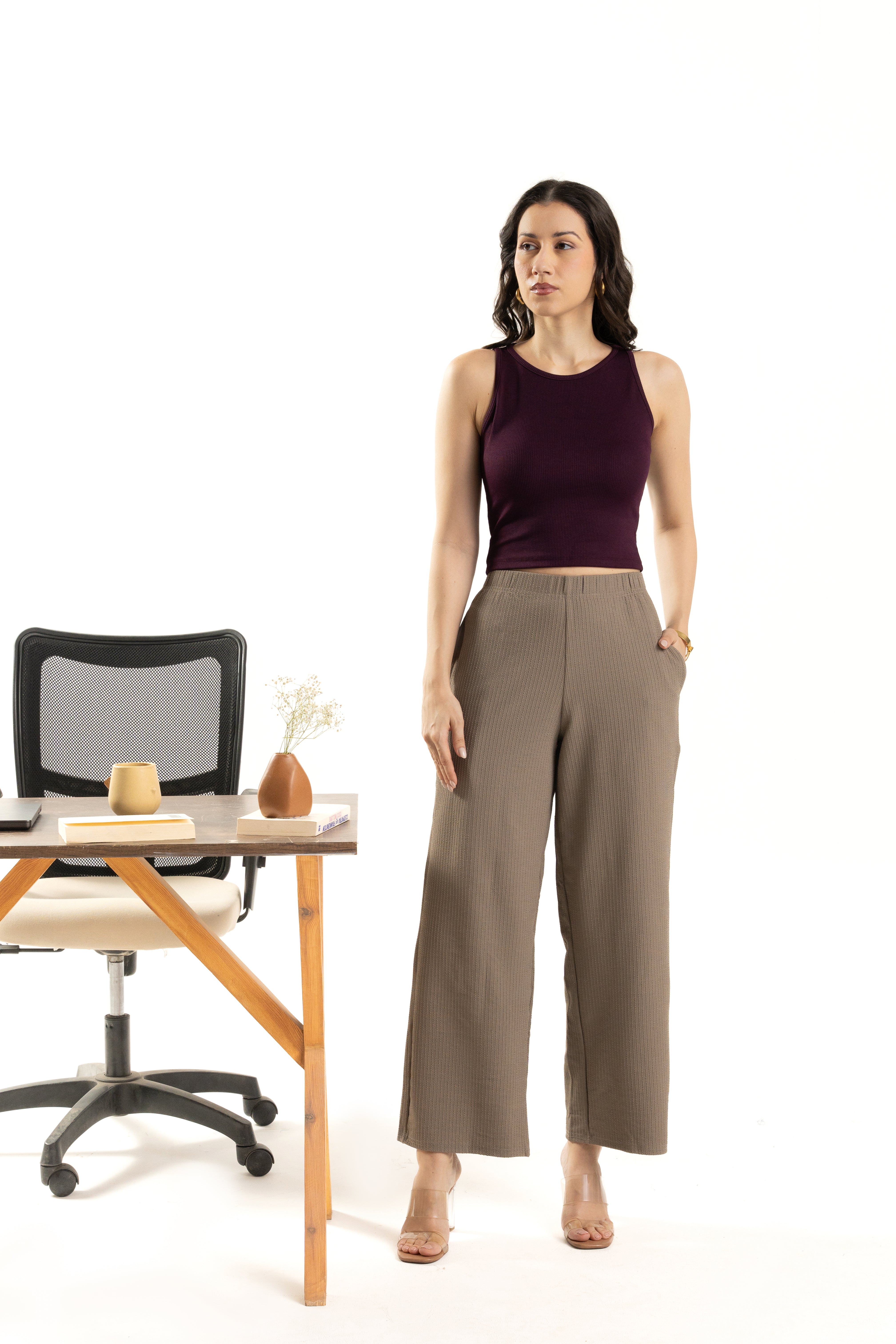 Purple Sleeveless High Neck Tank Top For Women