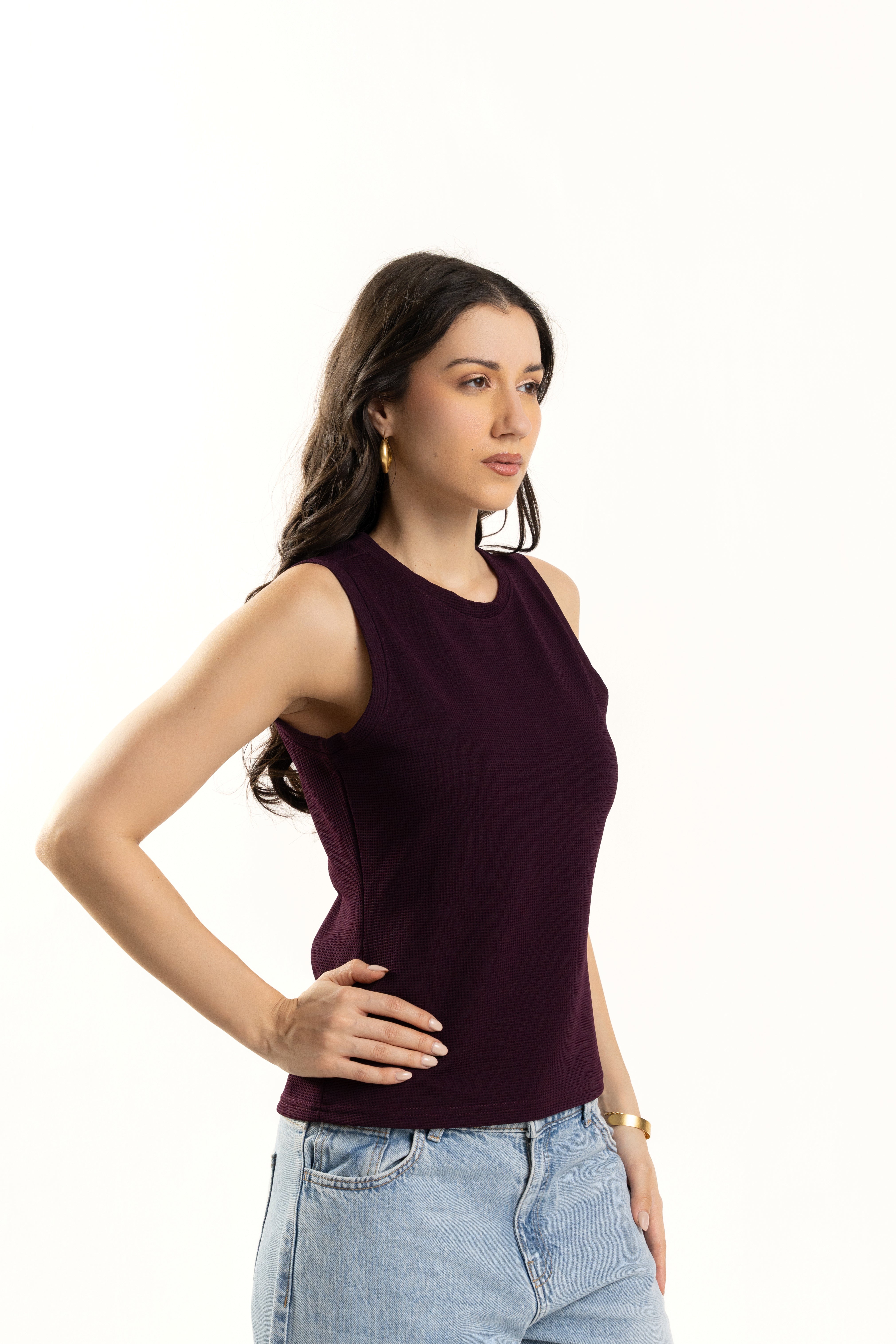 Wine Tank Top for Women Sleeveless Round Neck Casual