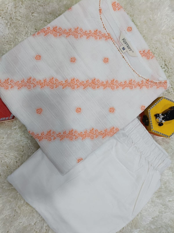 Cotton Jacquard Kurta & Pant Co-Ord Set