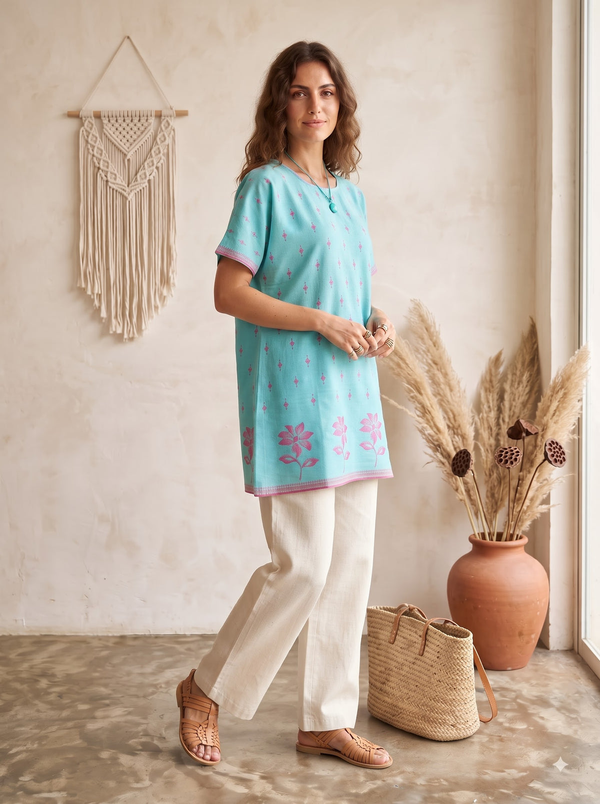 Stylish Jacquard Short Kurti