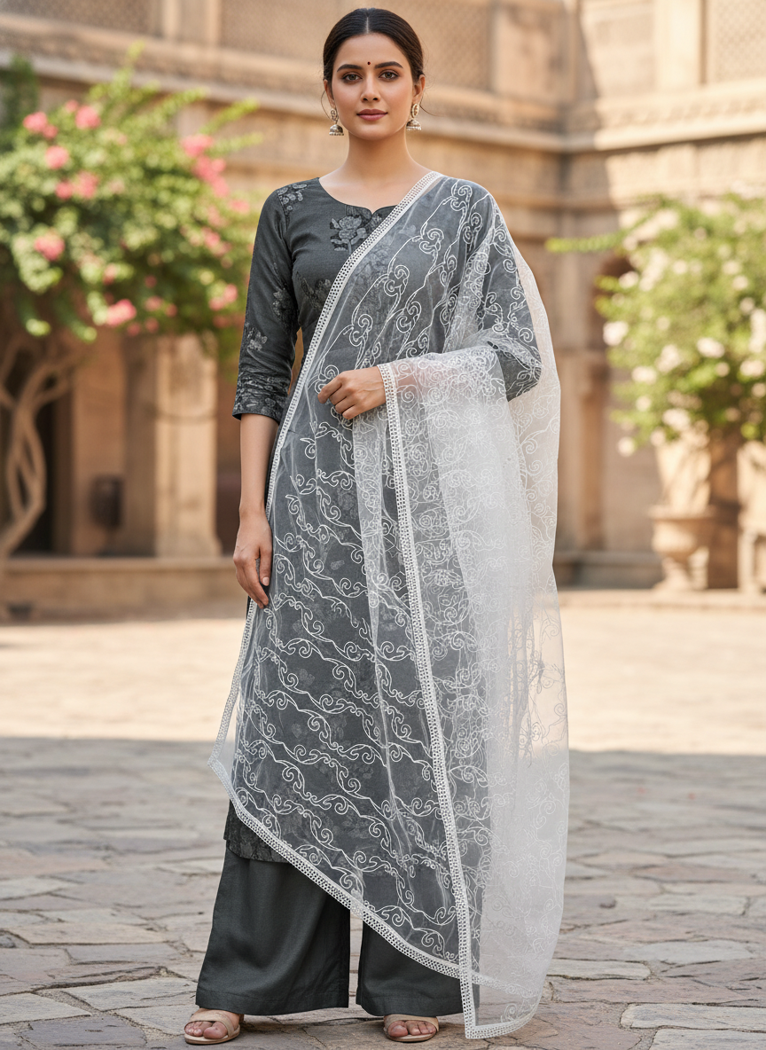 Traditional Embroidery Dupatta Designer Ethnic Fashion Style