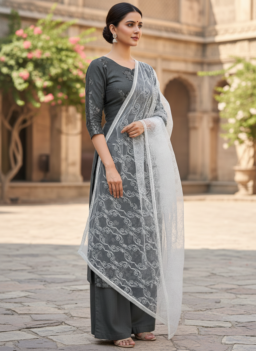 Traditional Embroidery Dupatta Designer Ethnic Fashion Style