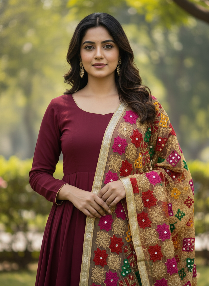 Beige Elegant Traditional Embroidered Dupatta for Festive Wear