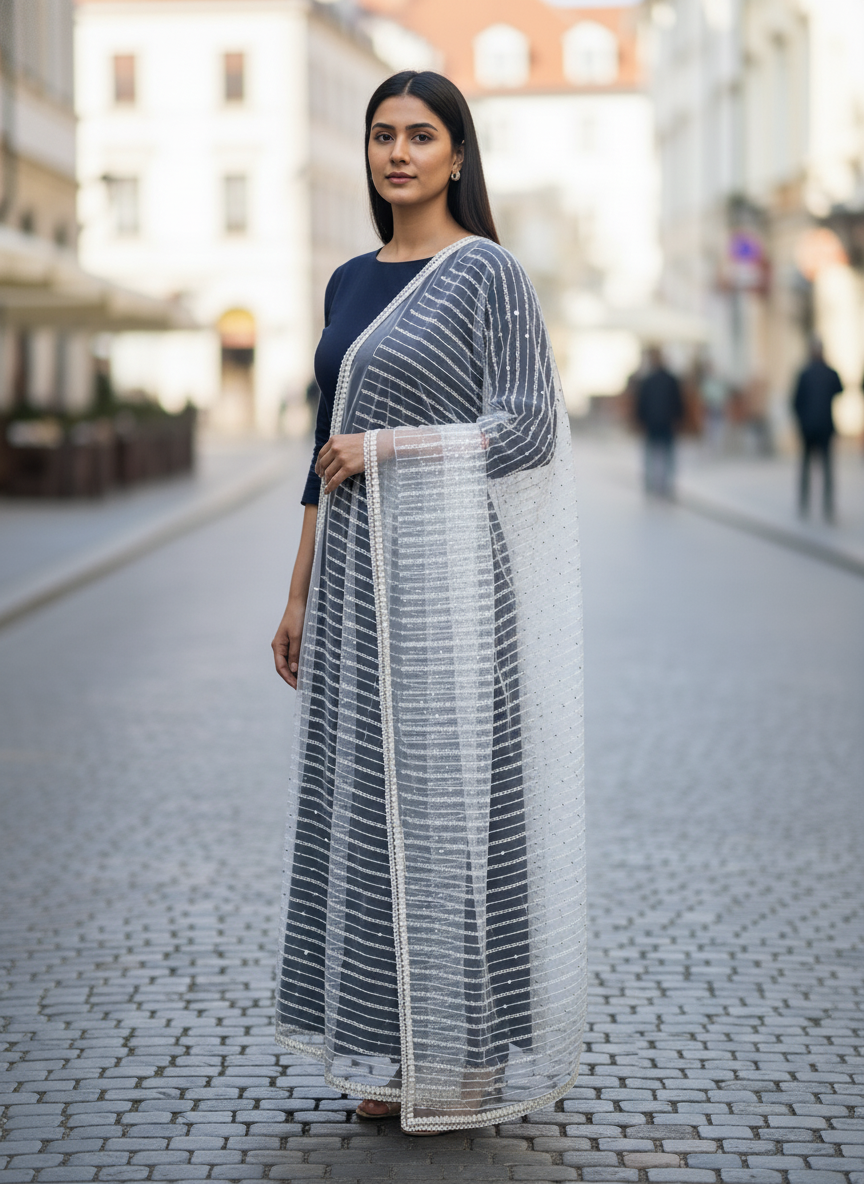 Hand Embroidered Designer Dupatta For Ethnic Fashion