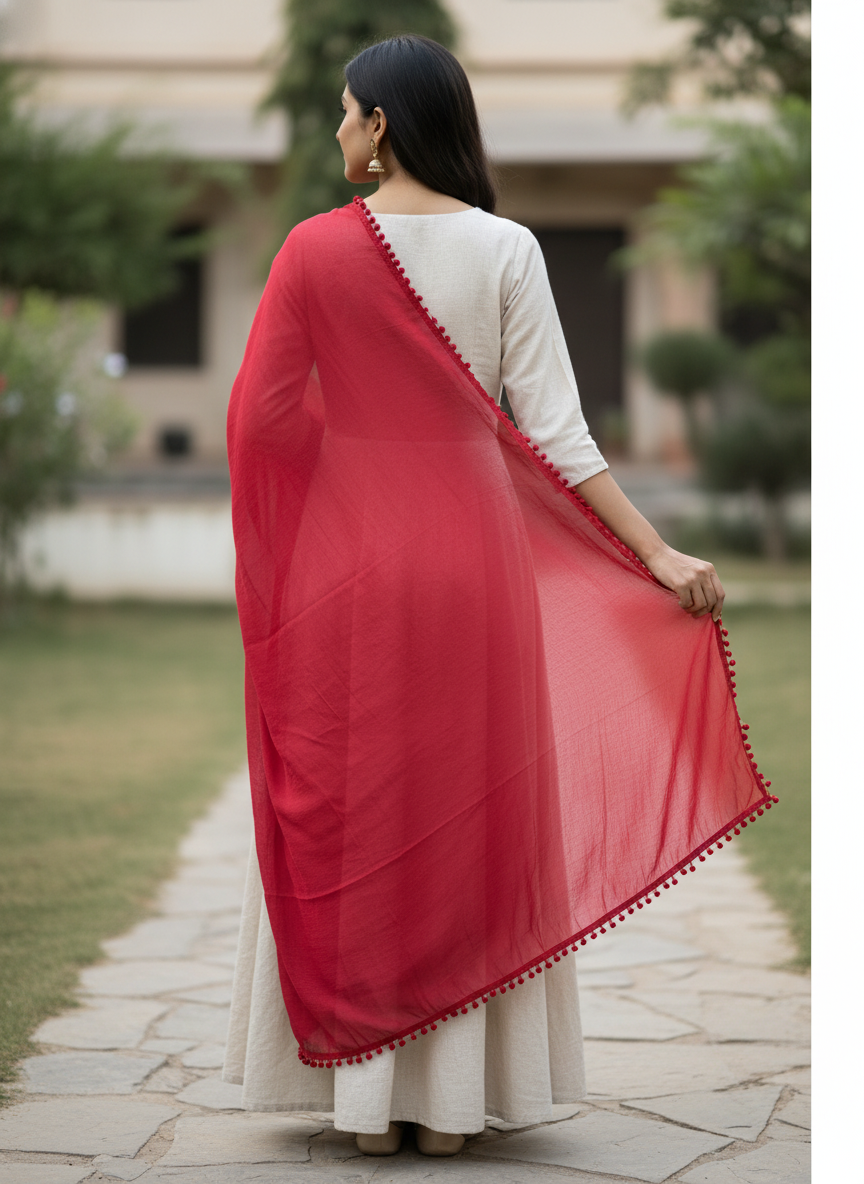 Maroon Soft Flowy Dupatta for Festive, Everyday and Traditional Outfits