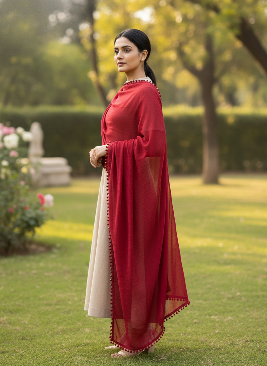 Maroon Soft Flowy Dupatta for Festive, Everyday and Traditional Outfits
