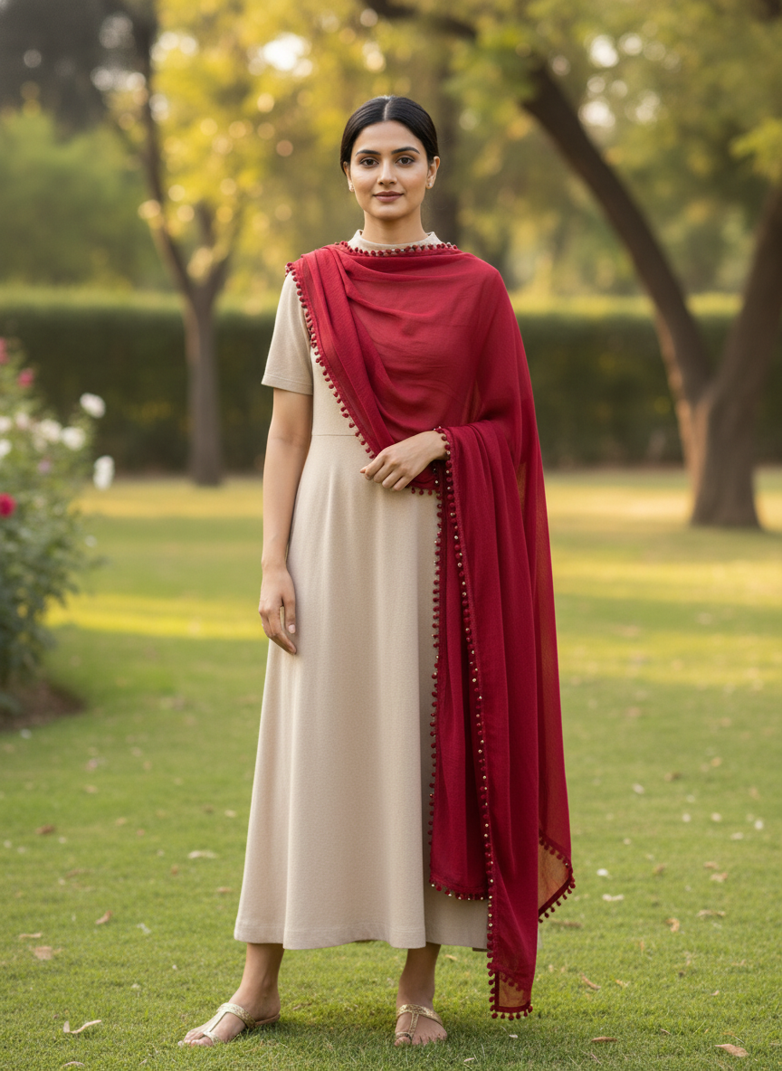 Maroon Soft Flowy Dupatta for Festive, Everyday and Traditional Outfits