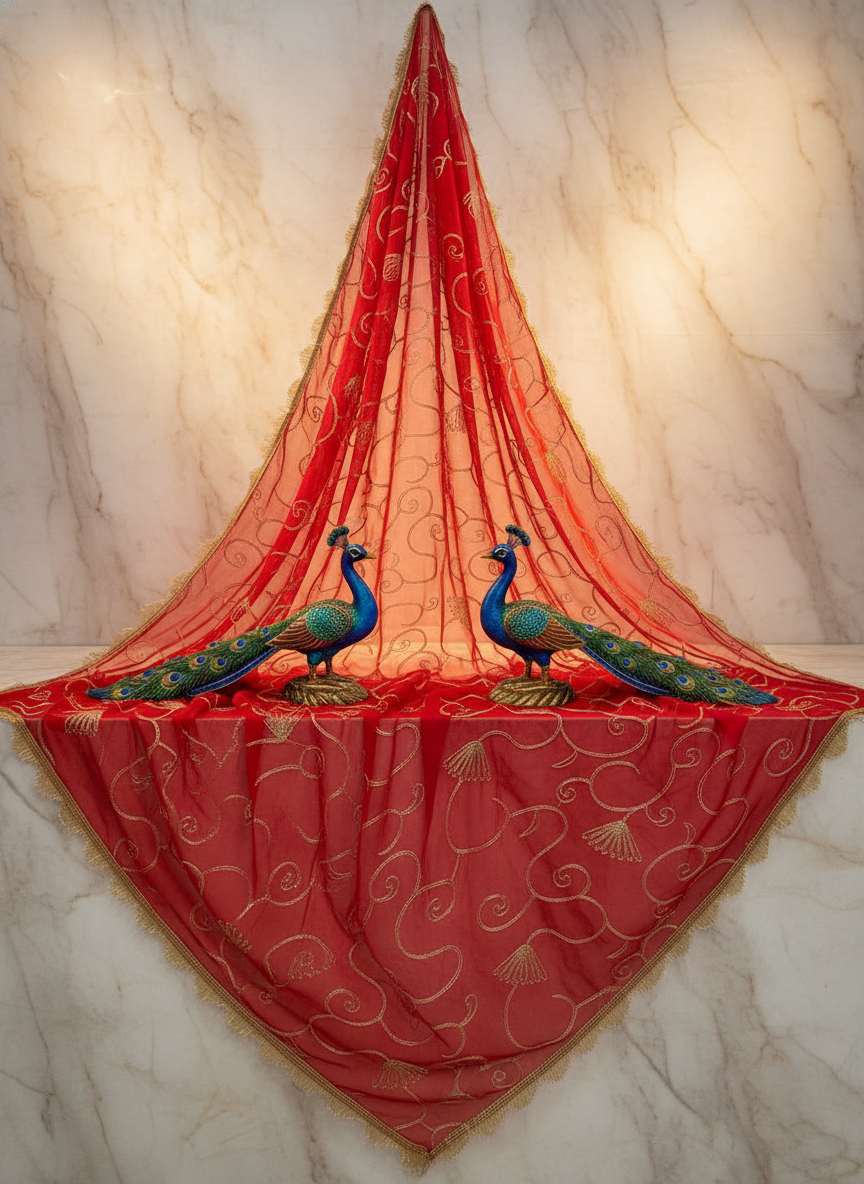 Red Elegant Ethnic Embroidered Dupatta for Festive and Traditional Wear