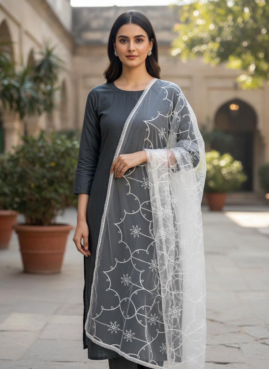 Festive Embroidered Dupatta For Ethnic Wear Party Collection