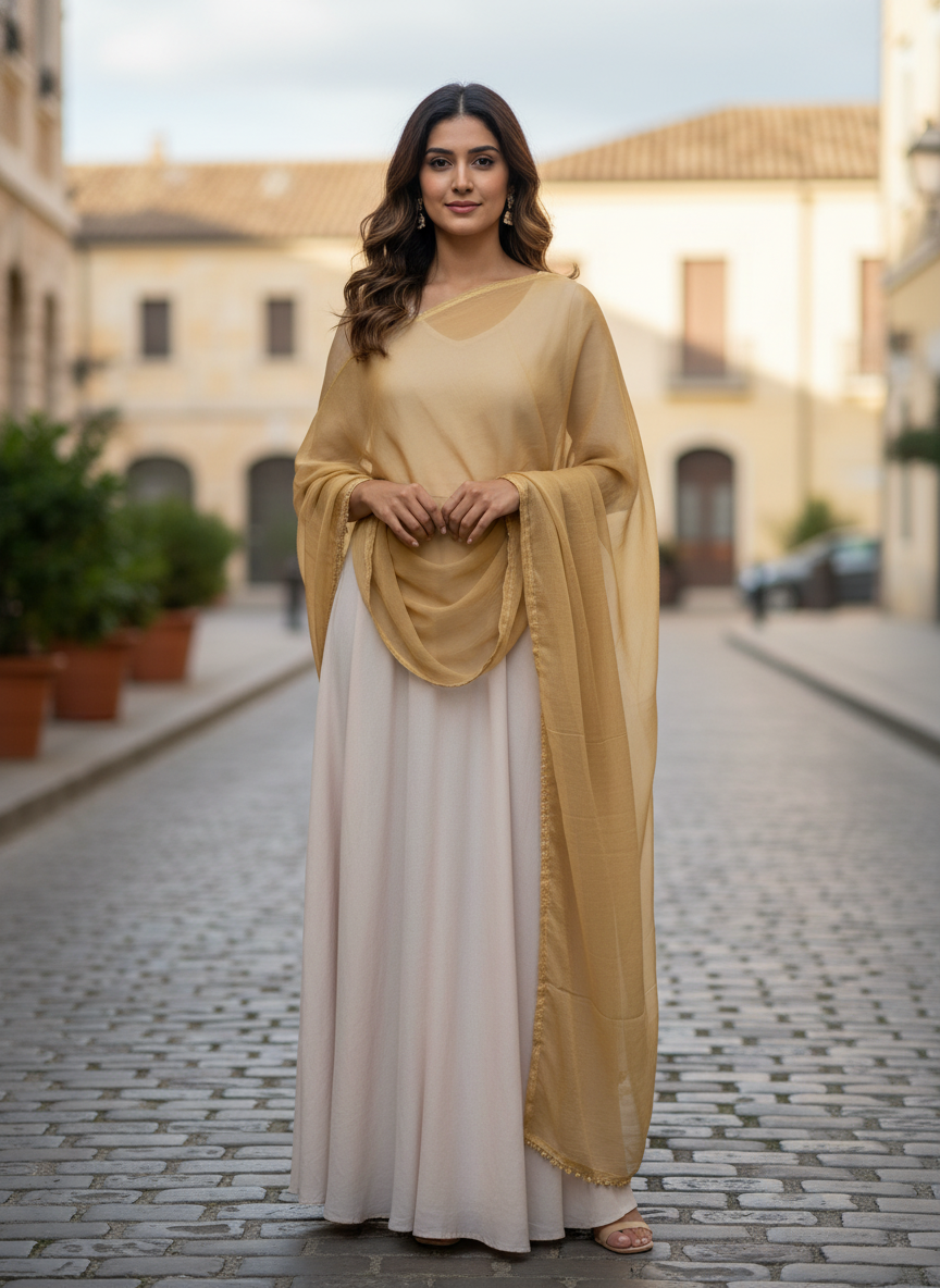 Brown Soft Flowy Dupatta for Festive, Everyday and Traditional Outfits