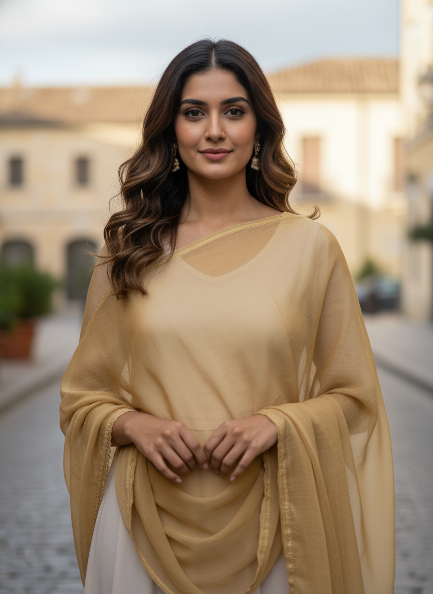 Brown Soft Flowy Dupatta for Festive, Everyday and Traditional Outfits