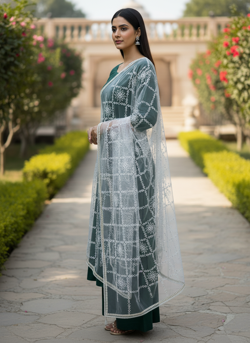 Modern Embroidered Dupatta For Party Wear Elegant Look