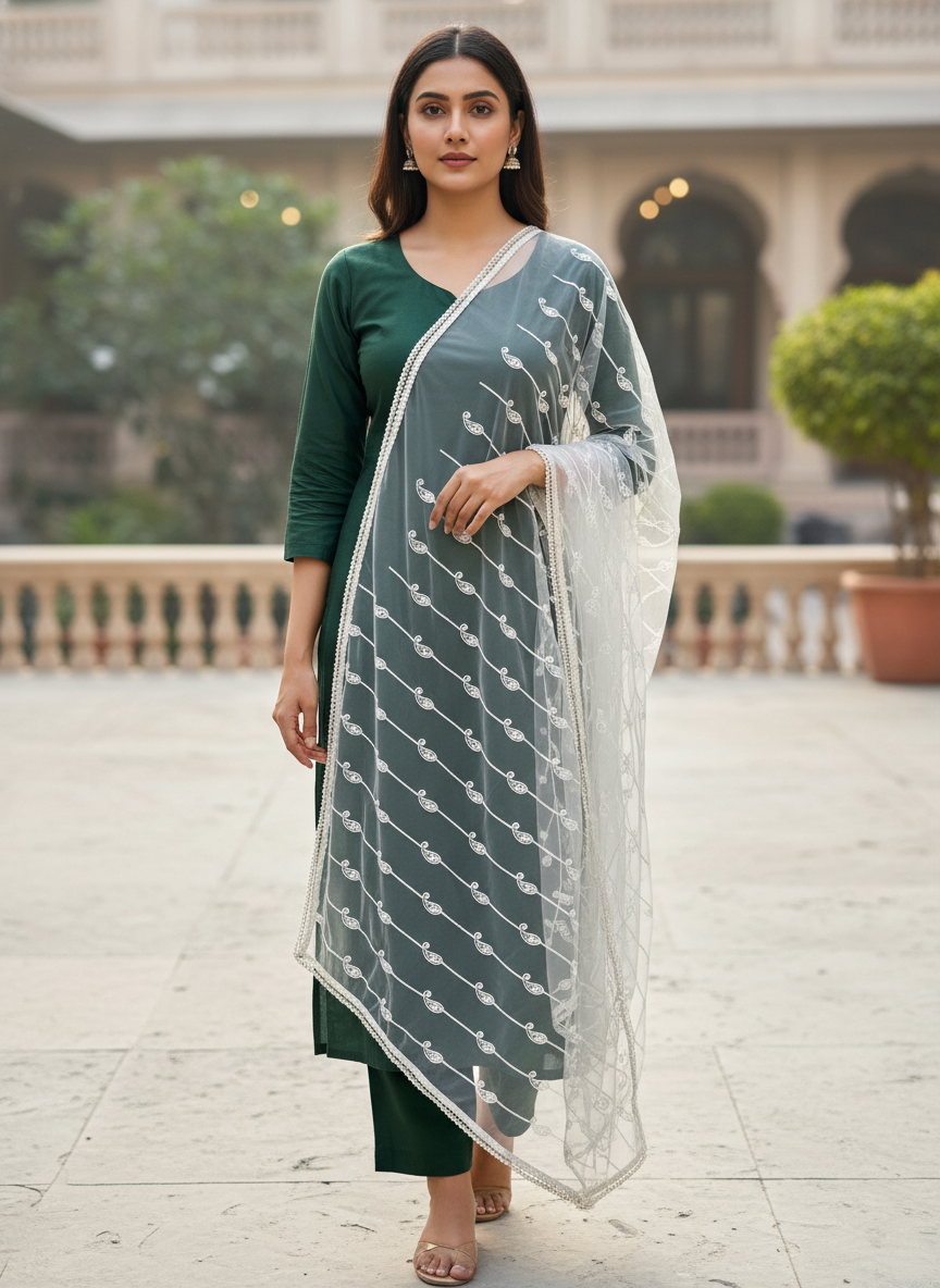 Flower Embroidery Dupatta Trendy Festive Collection