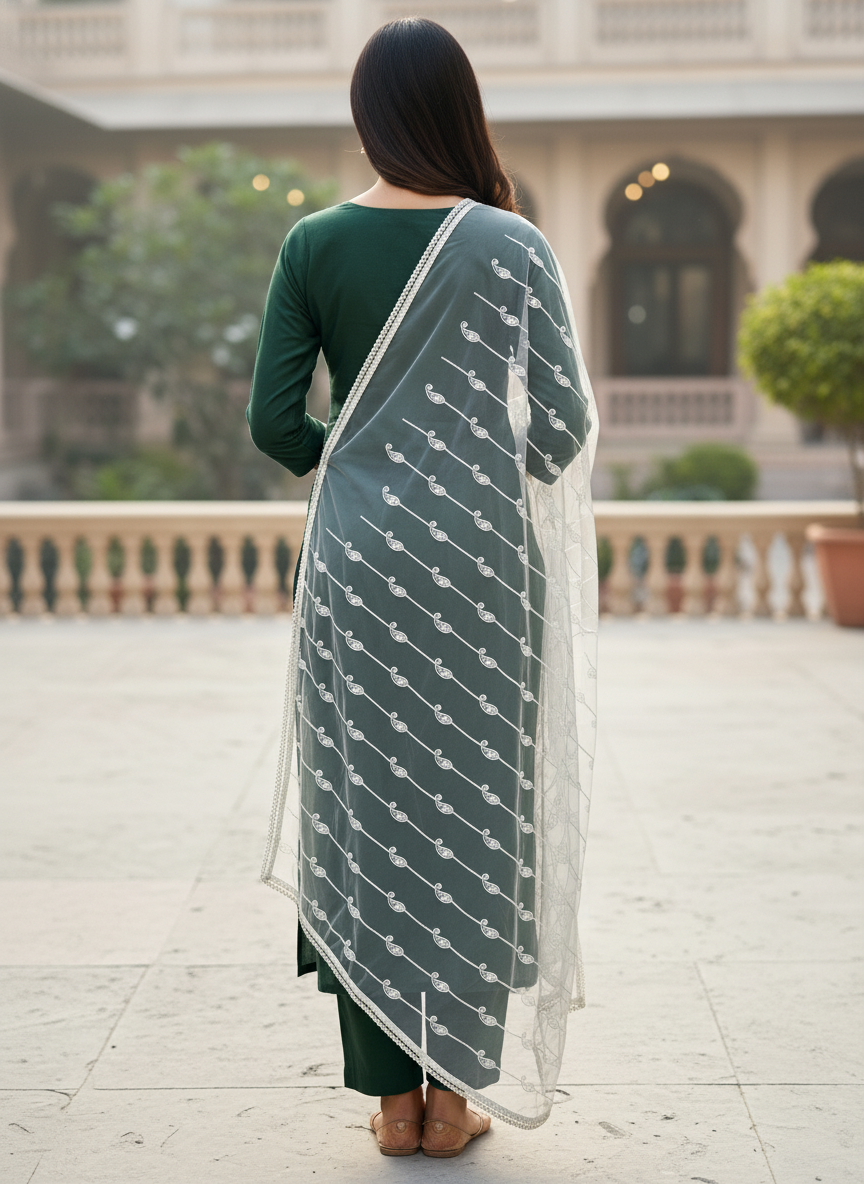 Flower Embroidery Dupatta Trendy Festive Collection