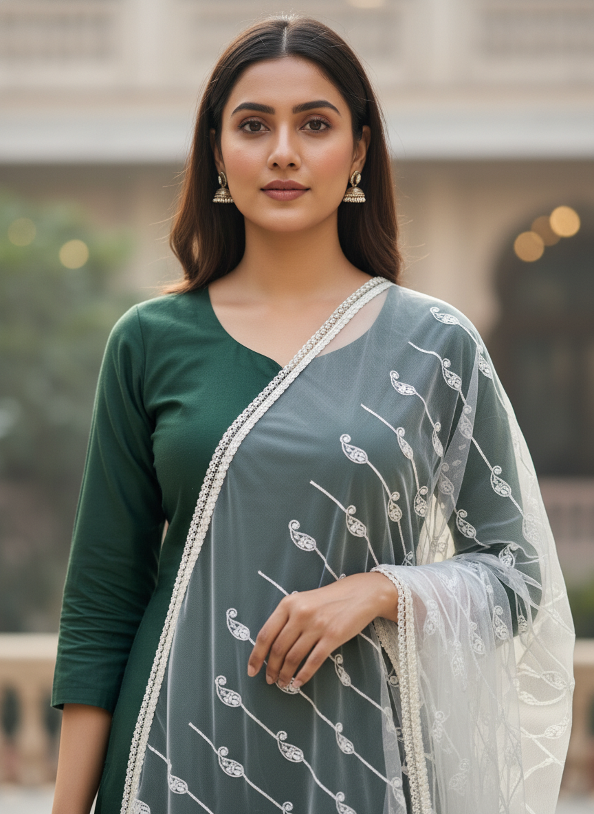 Flower Embroidery Dupatta Trendy Festive Collection